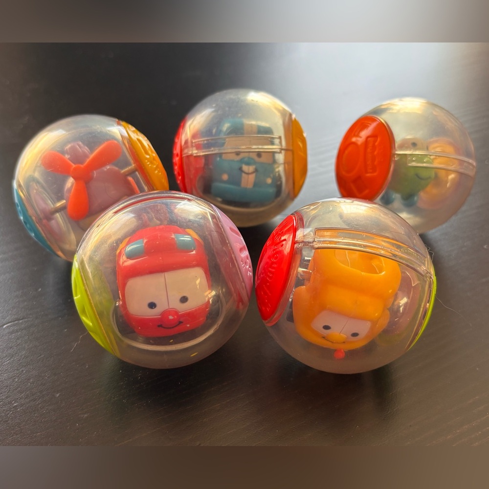 Lot of 5 Fisher Price Roll Arounds Baby Play Balls Plane Truck Car Fire Heli +